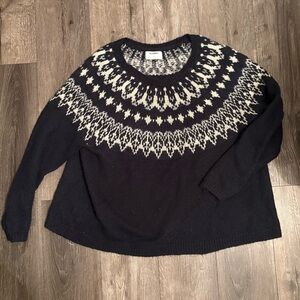 Old Navy Navy and Cream Fair Isle Sweater